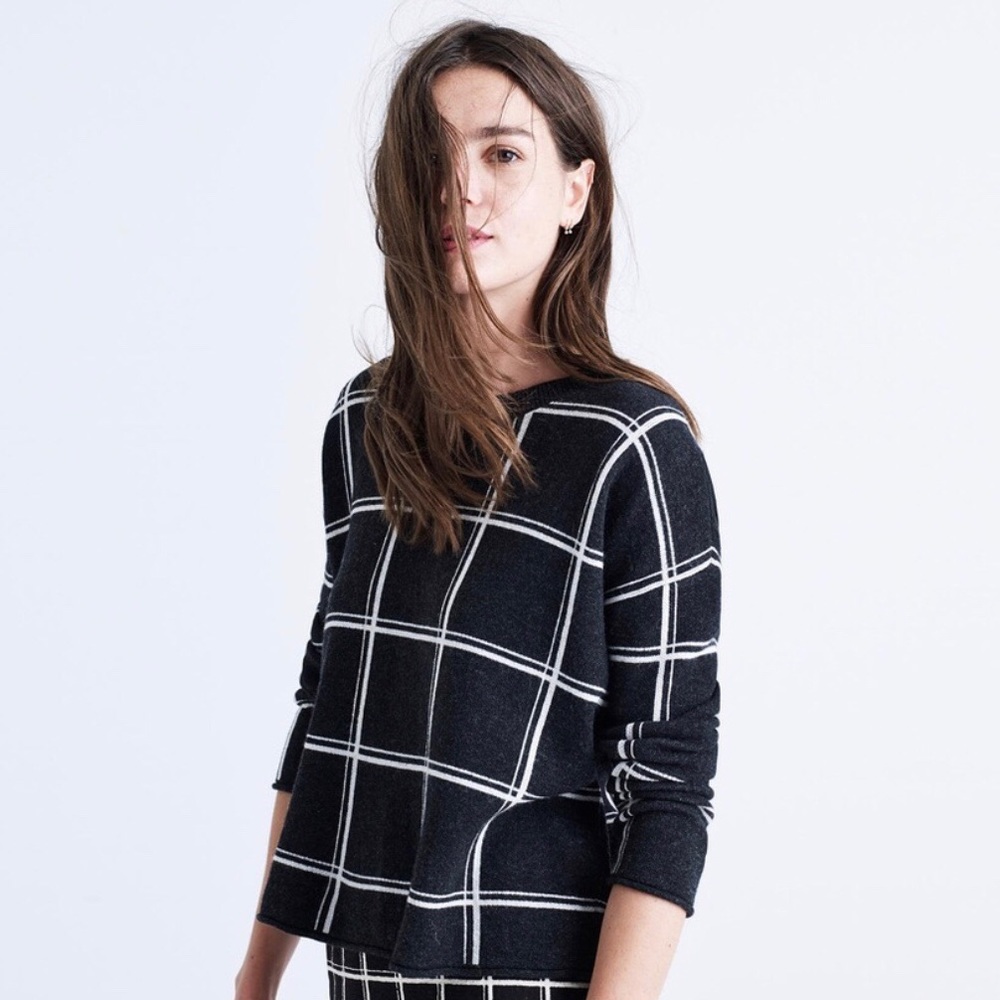 Madewell Wool Blend Geometric Boxy Sweater